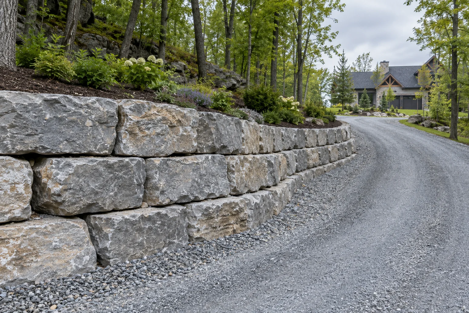 Natural stone, substantial scale — illustrative design