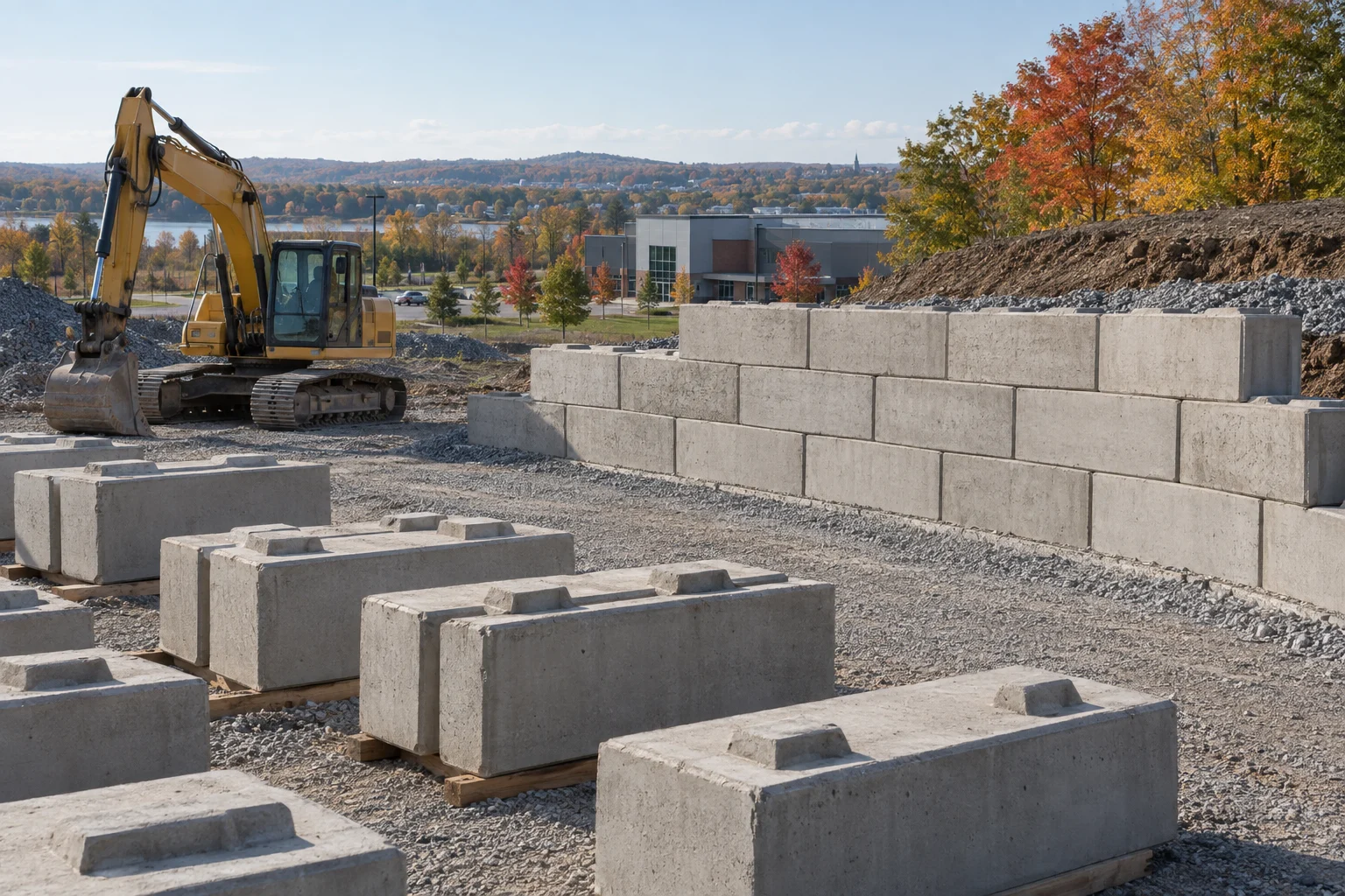 Large Precast Block Walls installation concept — illustrative design