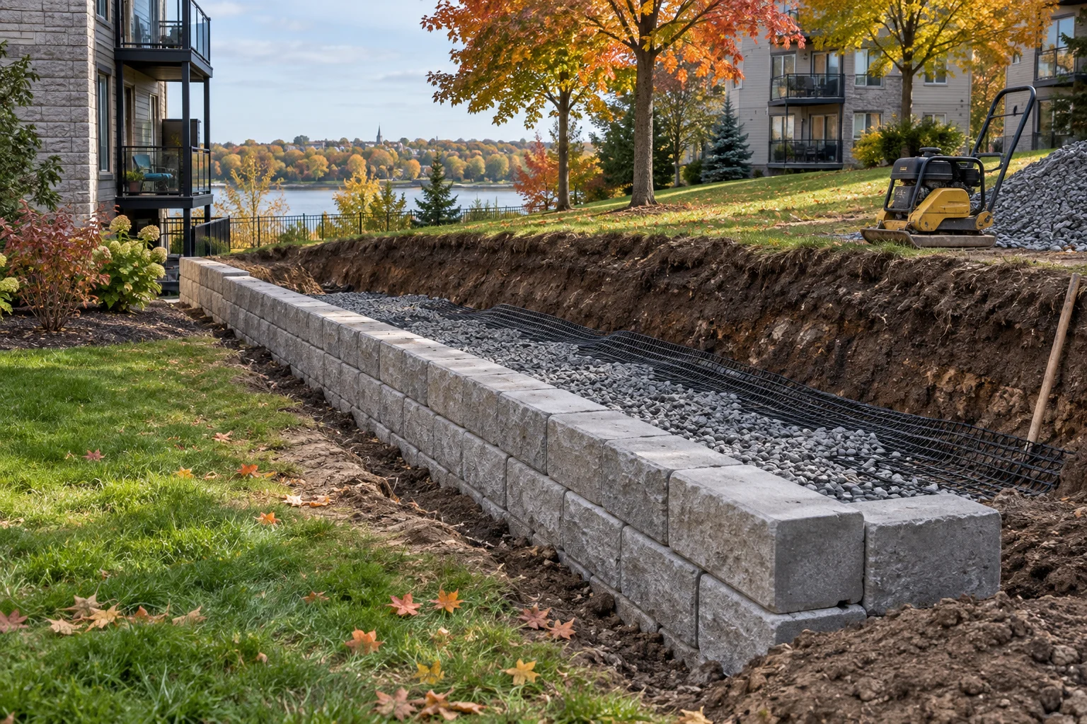 Segmental Block Retaining Walls installation concept — illustrative design